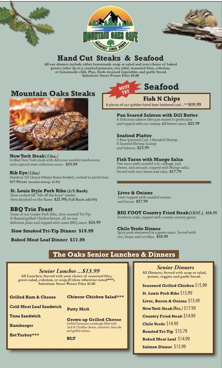 Mountain Oaks Cafe Menu - Image 2