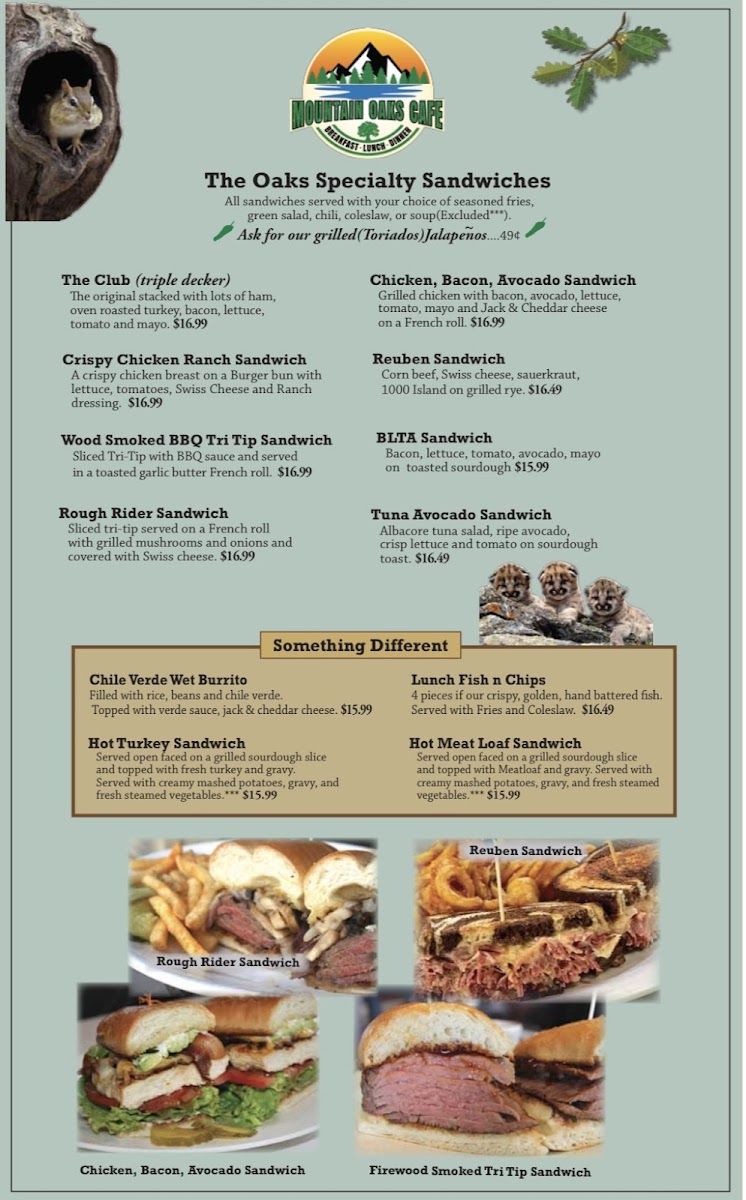 Mountain Oaks Cafe Menu - Image 3